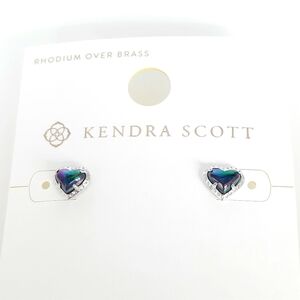 Kendra Scott Anna Heart Stud Earring Navy Iridescent / Silver Rhodium Over Brass
